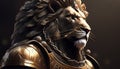 gladiator lion digital art illustration, Generative AI