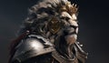 gladiator lion digital art illustration, Generative AI