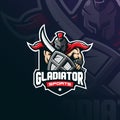 Gladiator mascot logo design vector with modern illustration concept style for badge, emblem and tshirt printing. spartan