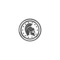 Gladiator mask circle shield logo vector