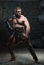 Gladiator with two swords Royalty Free Stock Photo