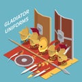 Gladiator Uniforms Isometric Background Royalty Free Stock Photo