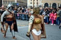 Gladiators at ancient romans historical parade Royalty Free Stock Photo