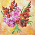 Gladiolus Flowers Painting. Vector