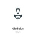 Gladiolus outline vector icon. Thin line black gladiolus icon, flat vector simple element illustration from editable nature