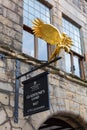 Gladstone`s Land with a golden hawk in Edinburgh, Scotland