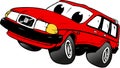 Cartoon style happy Volvo car Royalty Free Stock Photo