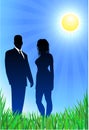 Glamor couple on summer background