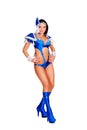 Glamor woman in blue stage costume Royalty Free Stock Photo