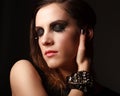 Glamor woman dark face portrait, beautiful female Royalty Free Stock Photo