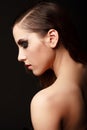 Glamor woman dark face portrait, beautiful female Royalty Free Stock Photo