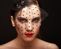 Glamor woman dark face portrait, beautiful female Royalty Free Stock Photo