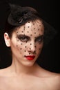 Glamor woman dark face portrait, beautiful female Royalty Free Stock Photo