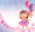 Glamorous birthday background with little girl