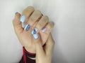 glamorous blue manicure