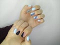 glamorous blue manicure