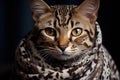 Glamorous Cat Looking Chic In A Fashionable Leopard Print Scarf