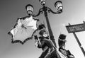 Glamorous, elegant and stylish performers during venice carnival Royalty Free Stock Photo