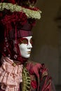 Glamorous and elegant woman performer with venetian mask during venice carnival Royalty Free Stock Photo