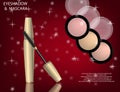 Glamorous Eye Shadows and mascara products package design in 3d