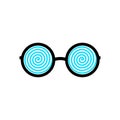 Glamorous eyeglasses with hypnotic spiral patterns instead of glasses