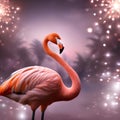 A glamorous flamingo in a sparkling evening gown, dancing under the stars1