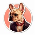 Glamorous French Bulldog Sticker With Celebrity-portrait Style