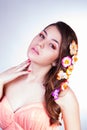 Glamorous girl with flowers Royalty Free Stock Photo