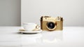 Glamorous Gold Coffee Cup With Leica Camera Design