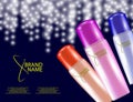 Glamorous Hair Care Products Packages on the sparkling effects background.