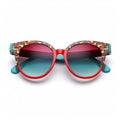 Glamorous Kitsch Sunglasses With Blue Lens And Red Patterned Design