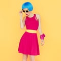 Glamorous lady bright style. bright summer Royalty Free Stock Photo