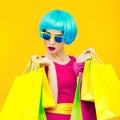 Glamorous lady shopping.time discounts Royalty Free Stock Photo