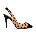 Glamorous Leopard Slingback Shoe Illustration