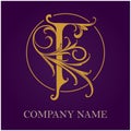 Glamorous letter T vintage flourish monogram logo