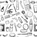 Glamorous make-up seamless pattern