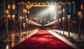 Glamorous Movie Premiere Red Carpet Unfolds in Front of Theater