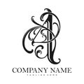 Glamorous number 4 vintage monogram logo silhouette