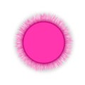 Glamorous pink blank round 3d round frame with fluffy fur border for poster, cute girly button decor