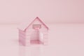 a glamorous pink doghouse on a pink pastel background. copy paste, copy space. 3D render