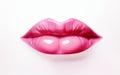 Glamorous Pink Lips on a White Background. Generative By Ai
