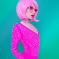 Glamorous Sexy Retro Lady in Disco Fashion Style. Clubbing concept Royalty Free Stock Photo