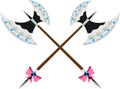 Glamorous poleax with a floral pattern on the blade