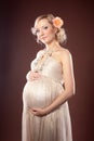 Glamorous portrait of a pregnant blonde Royalty Free Stock Photo