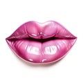 Glamorous Shine: Plump Lips with Vibrant Pink Gloss Isolated on White. Generative ai