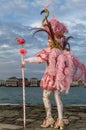 Glamorous and stylish aristocrat performer during venice carnival Royalty Free Stock Photo