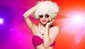 Glamorous woman with a blond afro hairstyle Royalty Free Stock Photo