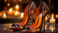 Glamorous women in elegant high heels ignite a fiery romance generated by AI