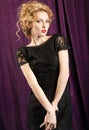 Glamour woman wearing black lace dress Royalty Free Stock Photo