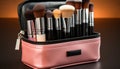 Glamour collection beauty products, make up, elegance, femininity, colors, luxury generated by AI